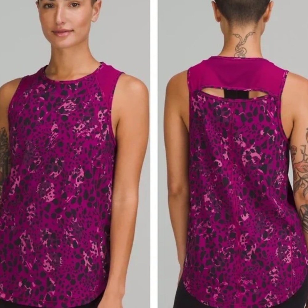 NWT LULULEMON SCULPT TANK TOP CHEETAH CAMO MAGENTA PURPLE MULTI Sz 2